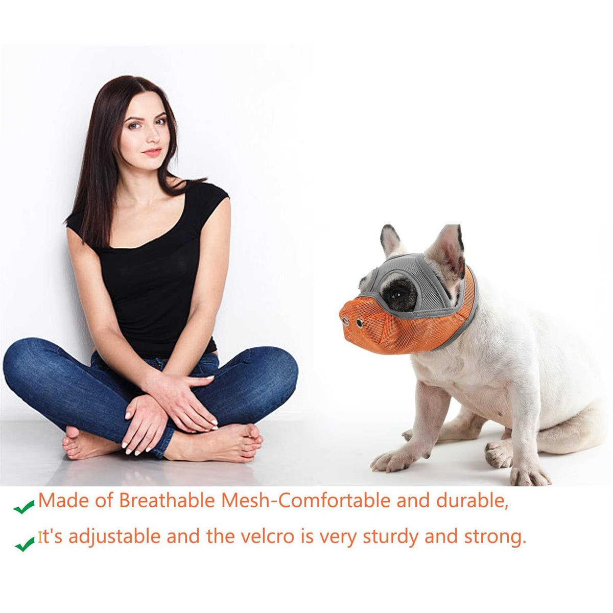 Short Snout Dog Muzzle Adjustable Breathable Mesh Z386185