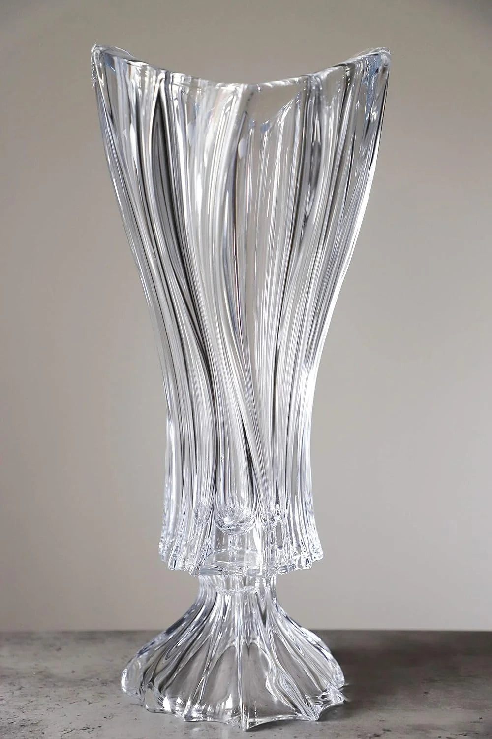 Clear Crystal Glass Footed Vase Y9832