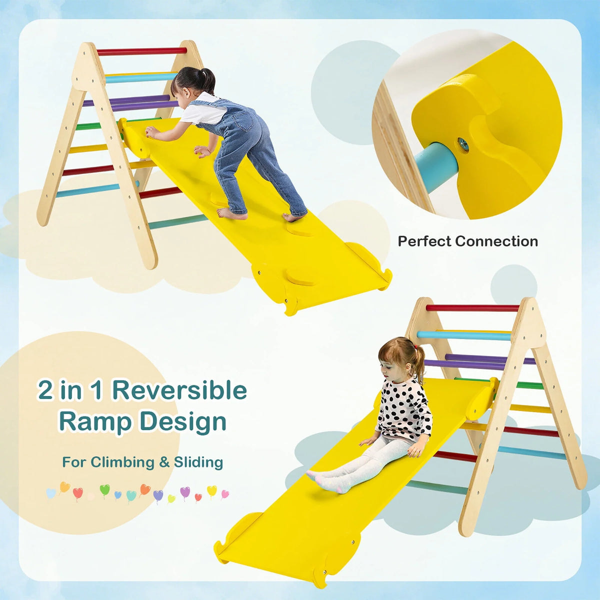 Wooden Climbing Triangle Set with Ramp W69696