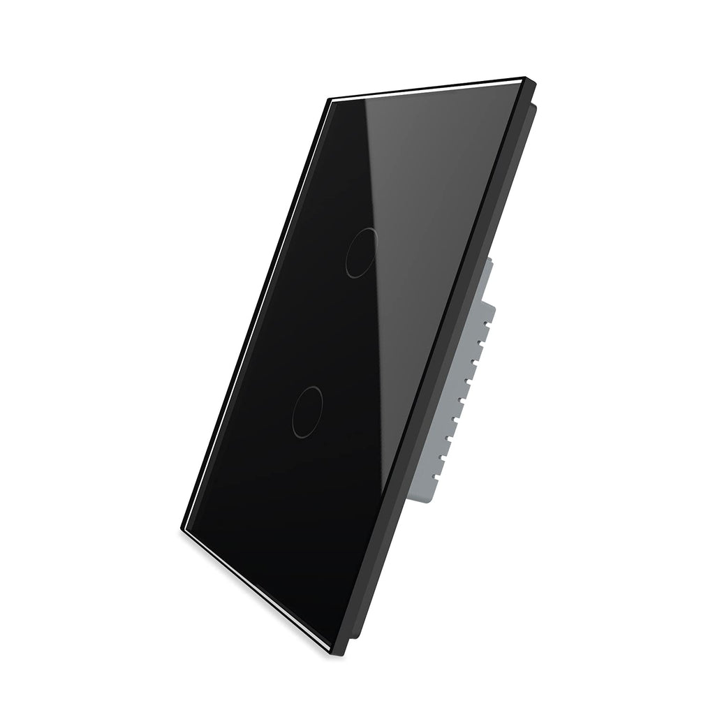 Black Wall Touch Light Switch, 2 Gang 1 Way N919