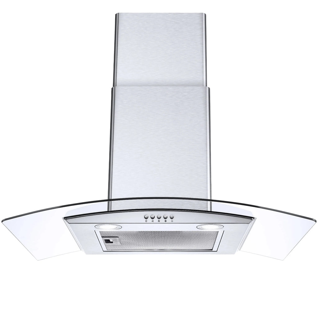 30 inch Wall Mount Range Hood 450CFM Tempered Glass 3-Speed E77762