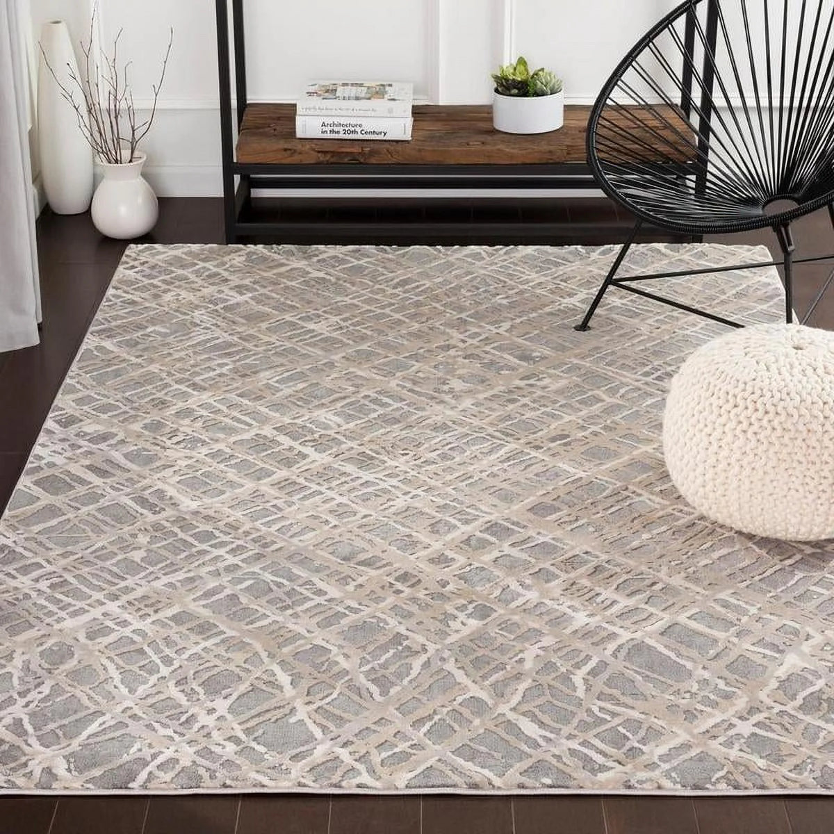 5x7 Medium Gray Area Rug A12384
