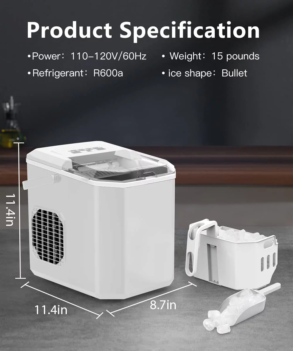 Countertop Ice Maker 26lbs 9Pcs/6Mins Black X24415
