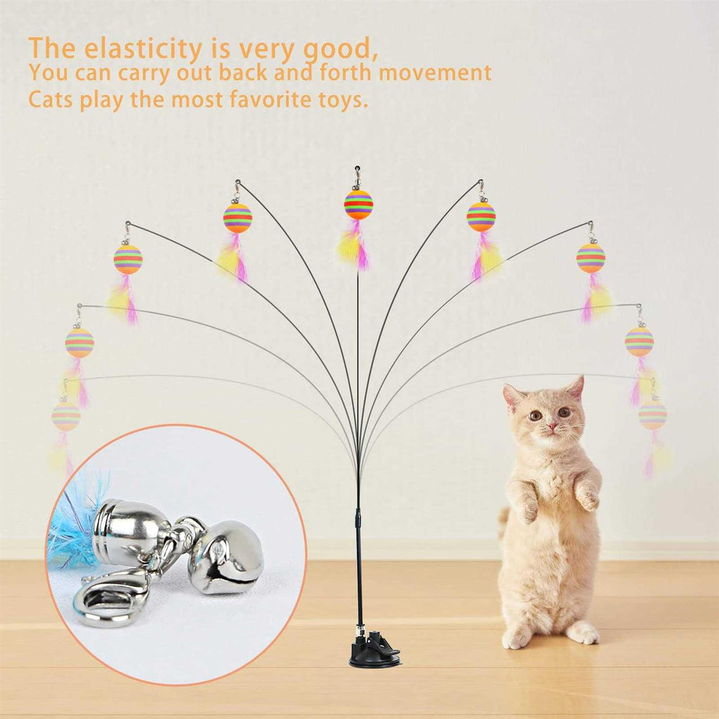 Cat Toy Wand with Bird Feather Ball E671523