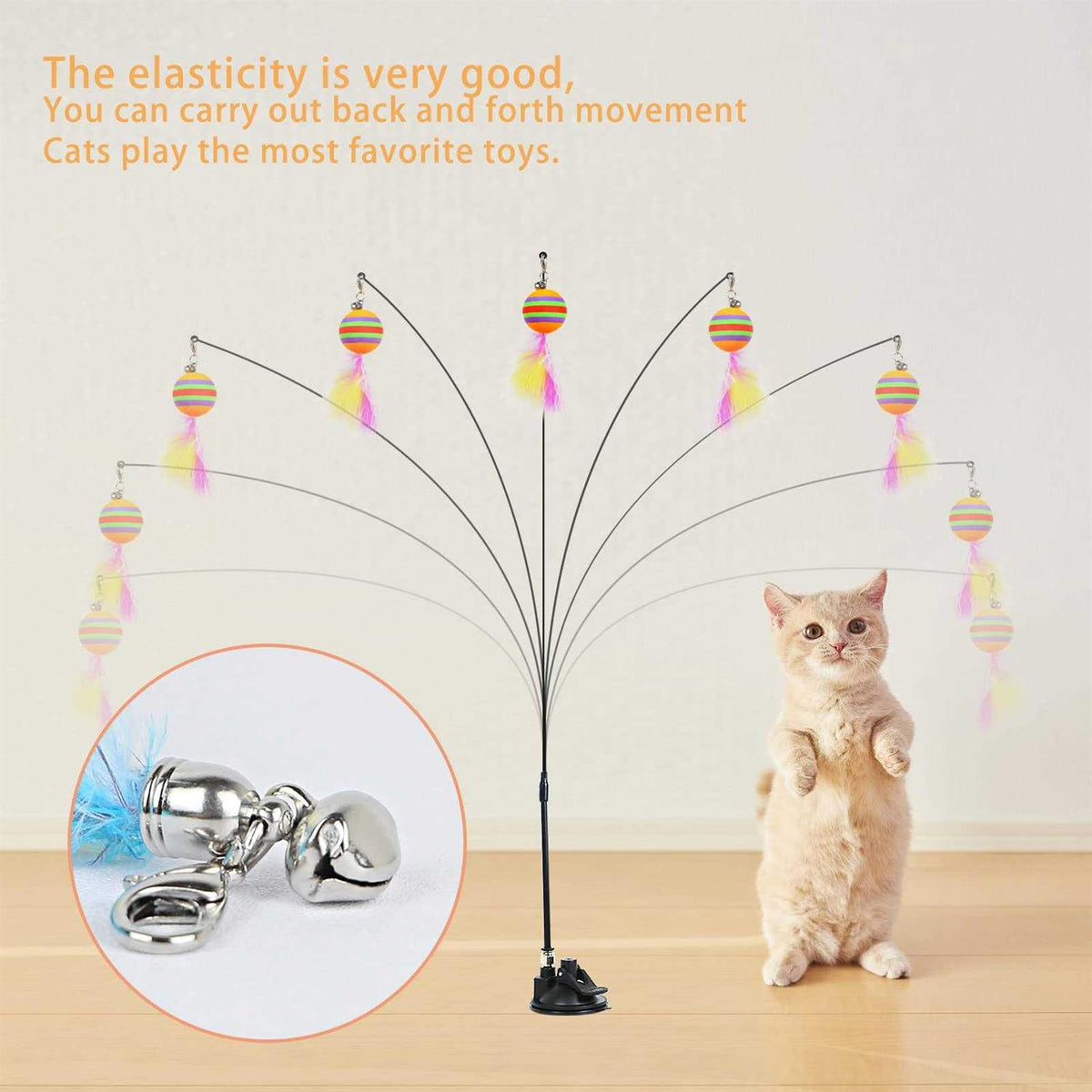 Cat Toy Wand with Bird Feather Ball E671523