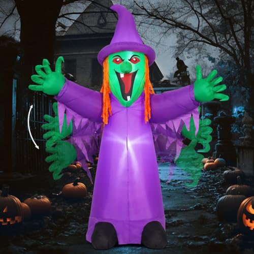 8 FT Halloween Inflatables Witch with Built-in LEDs N11413