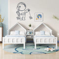 Wood Double House Bed with House-Shaped Headboard and Built-In Nightstand D913301