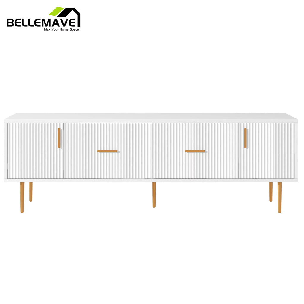 White Wood TV Stand with 2 Drawers and Cabinets W780