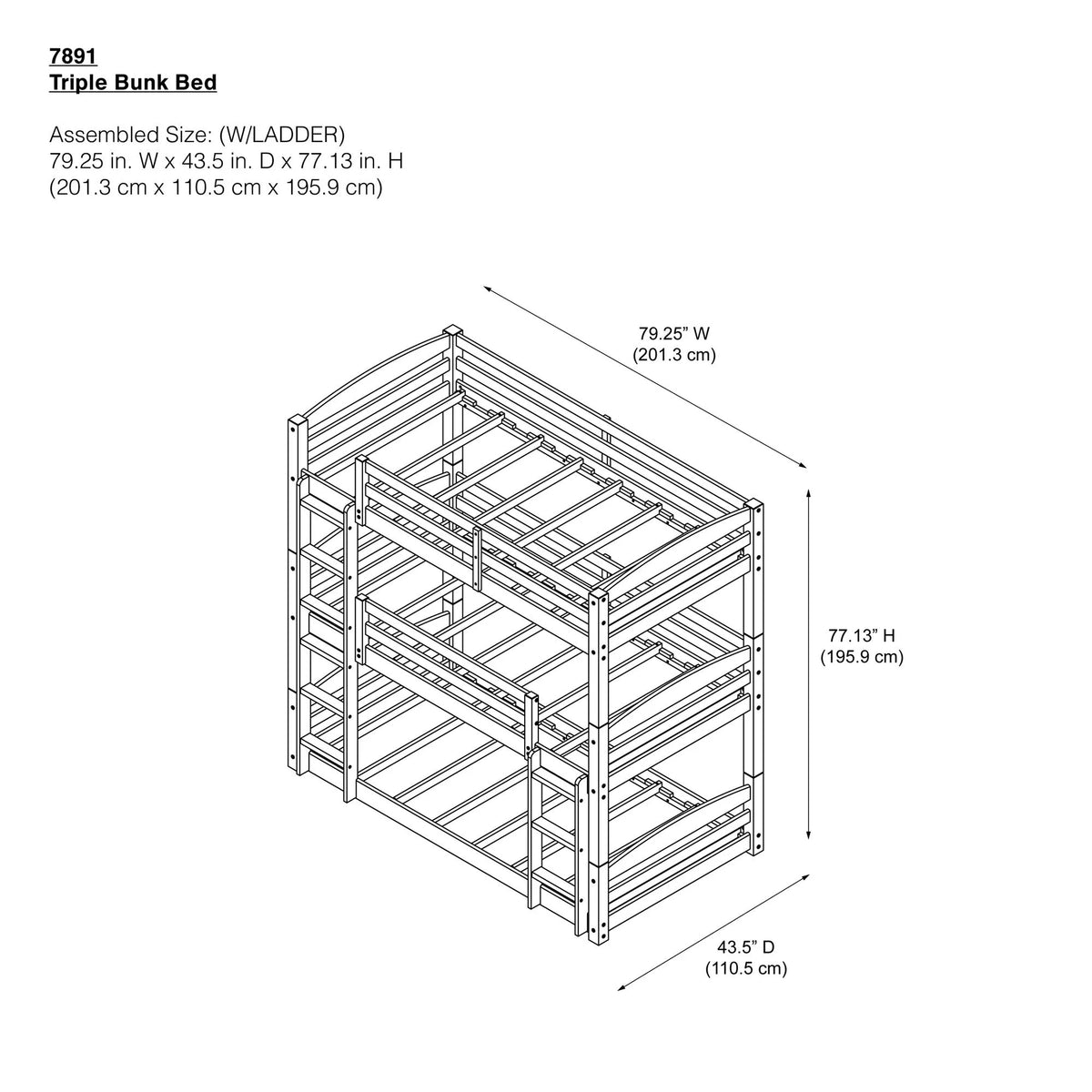 Mocha Triple Bunk Bed L34148