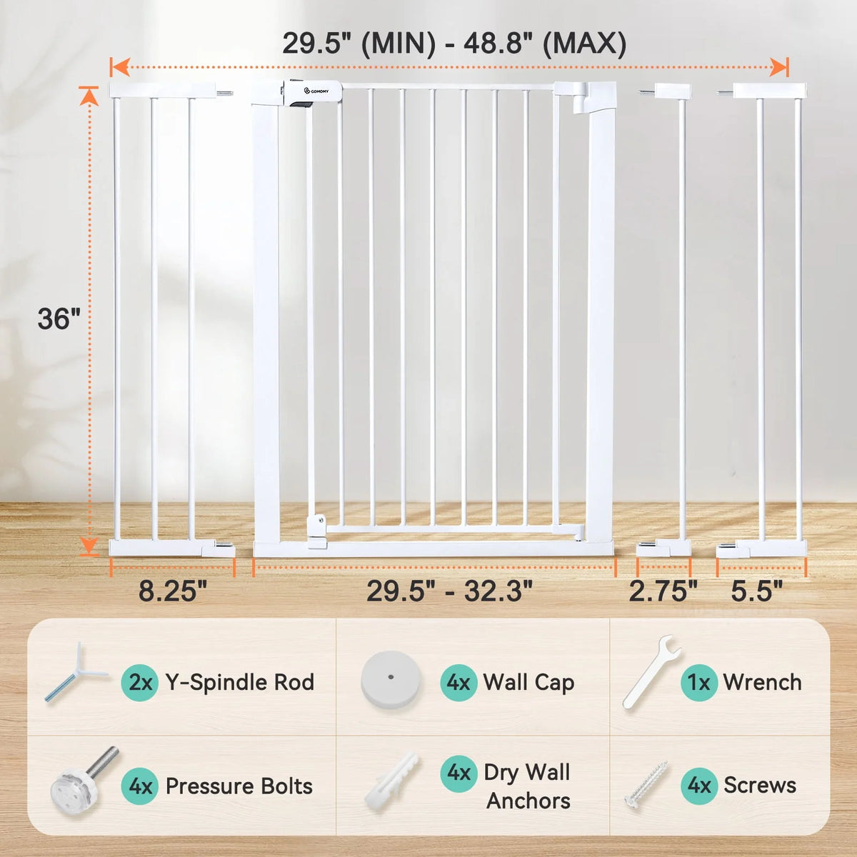 36'' Extra Tall 29.5-48.8'' Wide Baby Gate Z992201