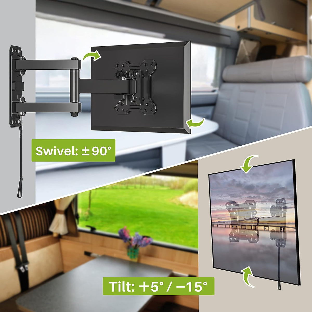 Lockable RV TV Mount for 10-26 Inch Flat Screens, Pack of 2 B77153