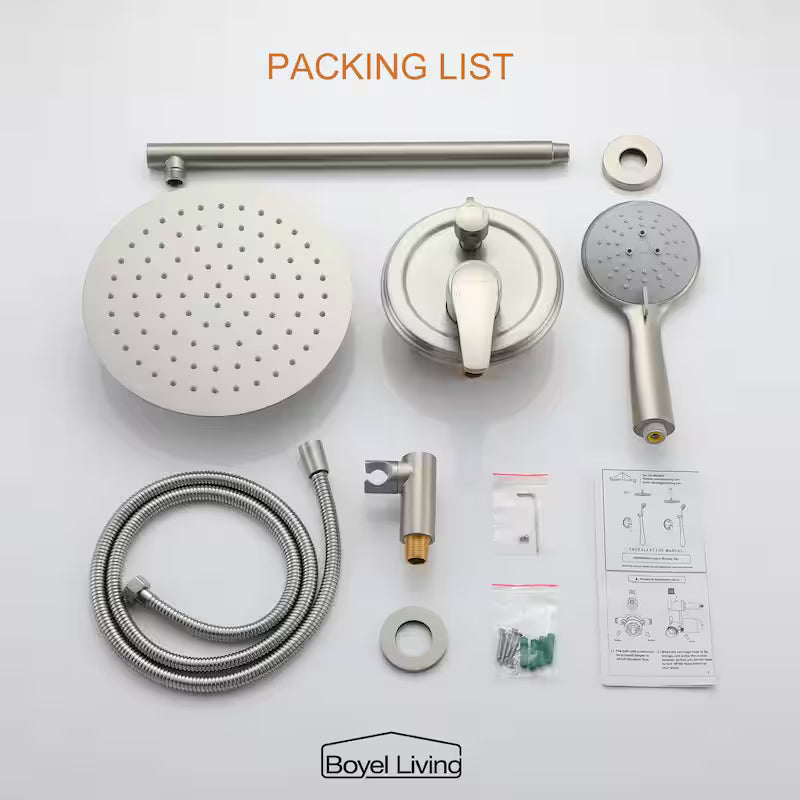 10 in. Wall Mount Dual Shower Heads with Valve in Brushed Nickel I70443