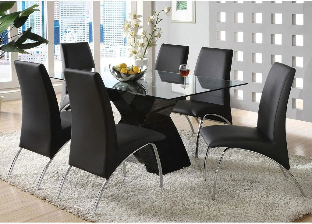 Black Tempered Glass 5pcs Dining Room Set R288363