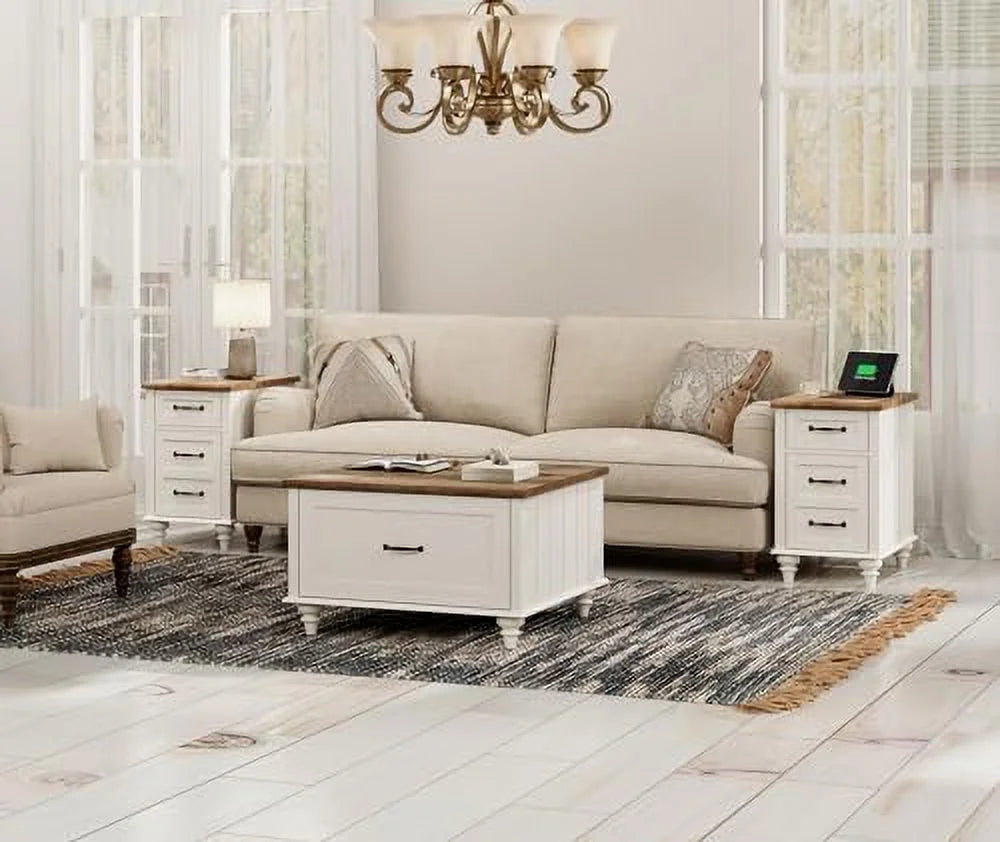 White Lift Top Coffee Table with Drawer Q443