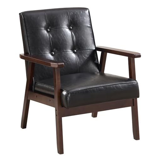 Mid Century Modern Beige Tufted Fabric Accent Chair Q42595