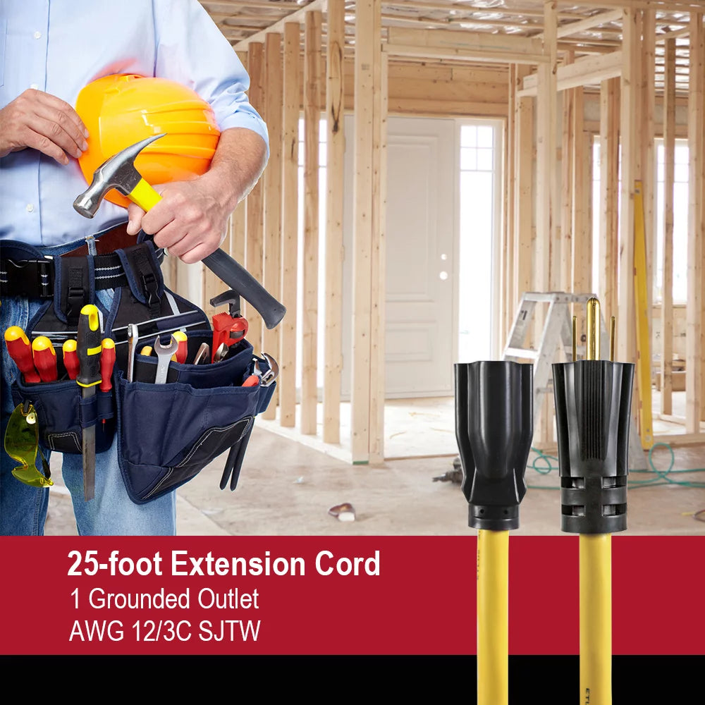 25FT 12/3 Extension Cord Yellow C889206