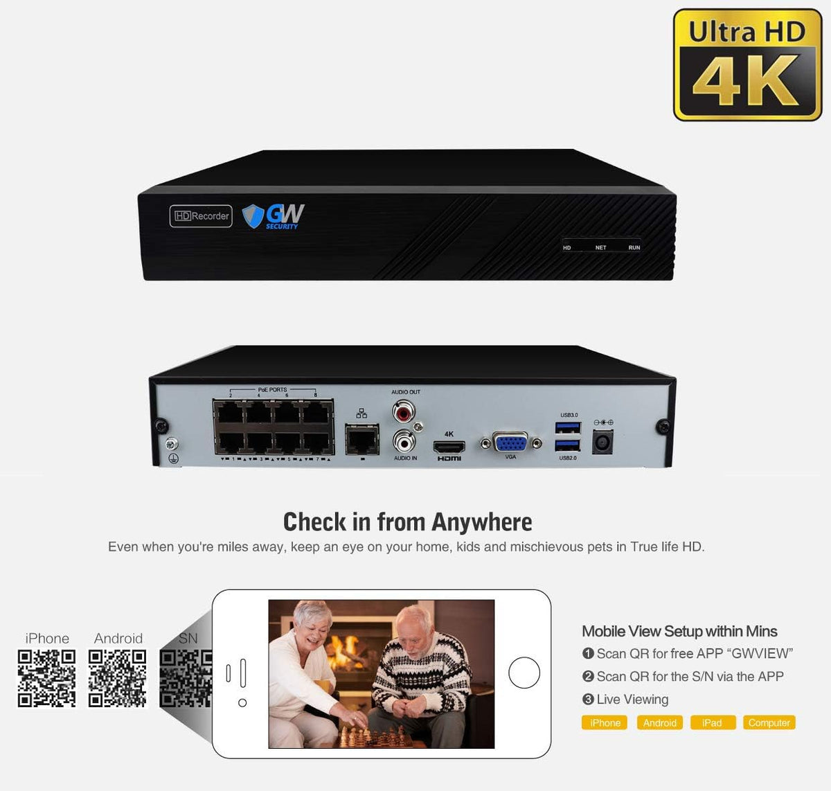 8 Channel 4K NVR 5MP Dome POE Security Camera System I620334