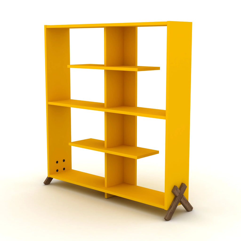 Walnut Yellow 6 Shelf Wood Bookcase Z993786