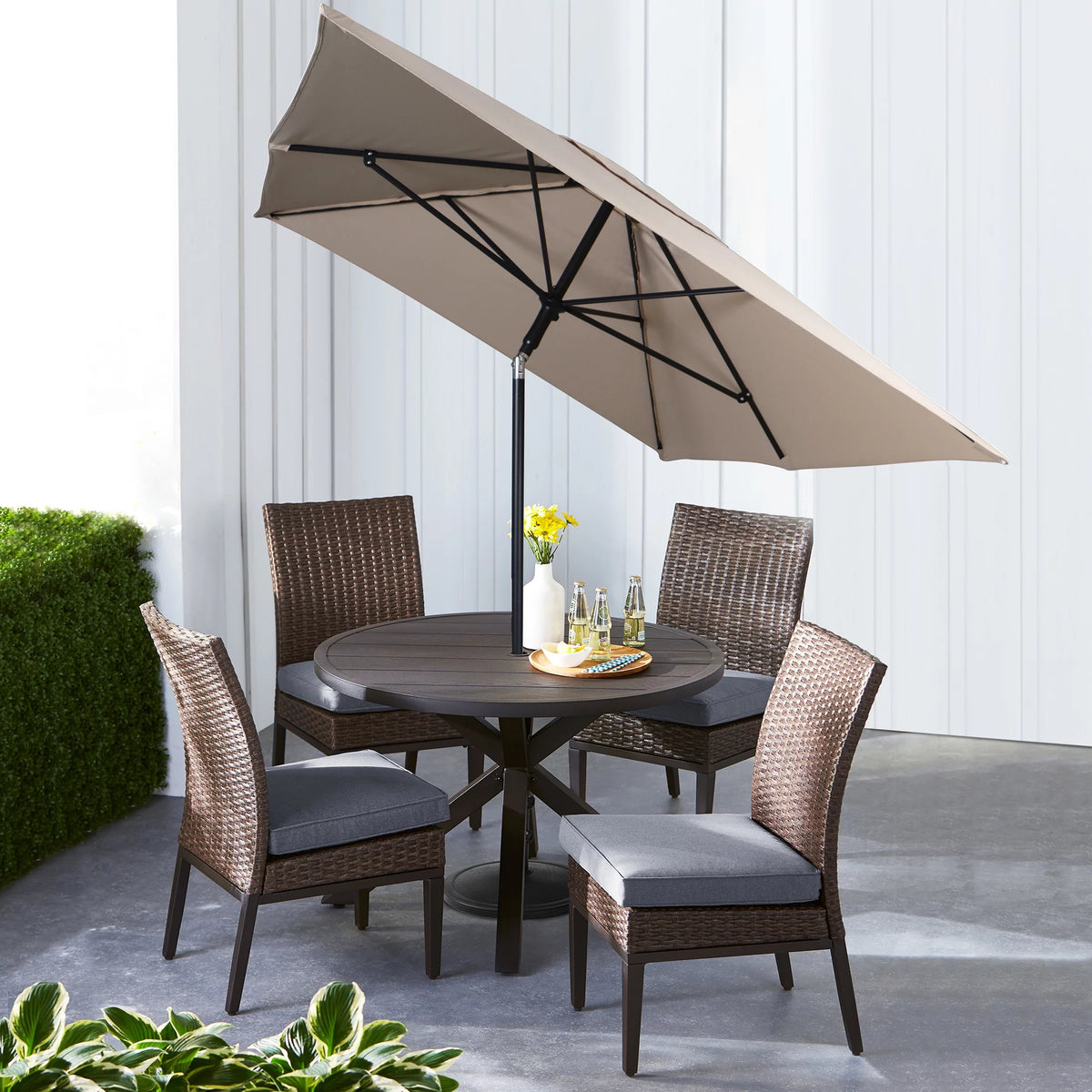 6 x 7.5 Foot Push-Up Rectangular Market Umbrella Tan D636