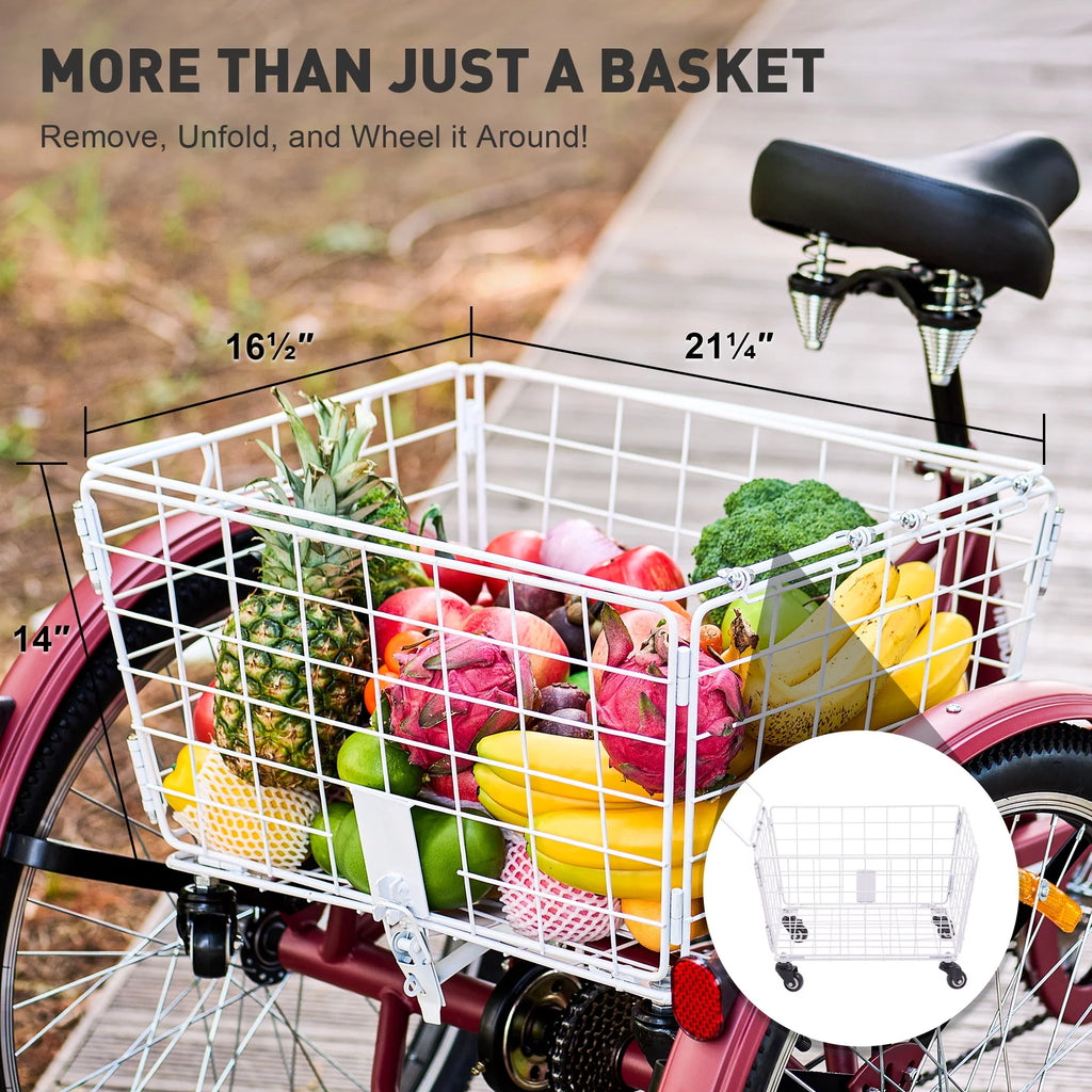 24 Inch 7 Speed Adult Trike with Adjustable Seat and 2 Baskets Matte Gray H96469