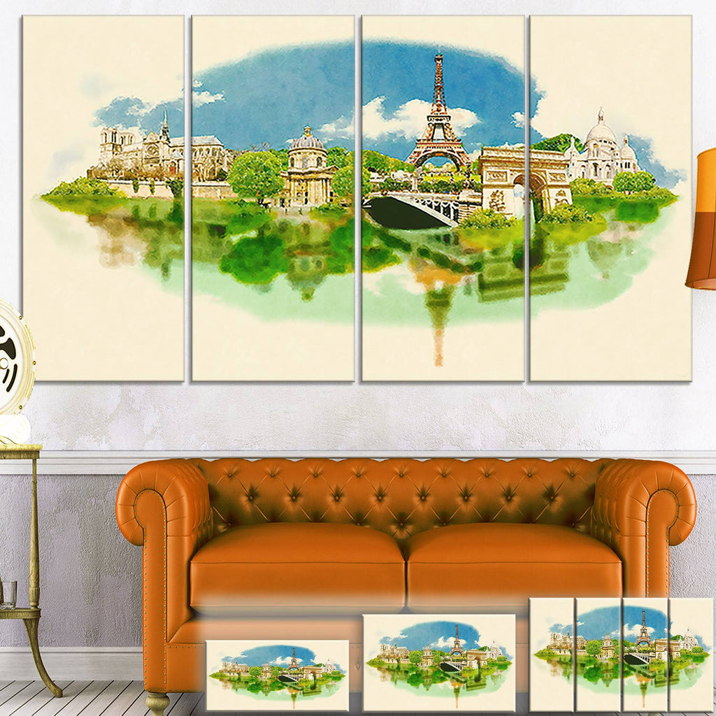 Beige Cityscape Watercolor Canvas Print G113