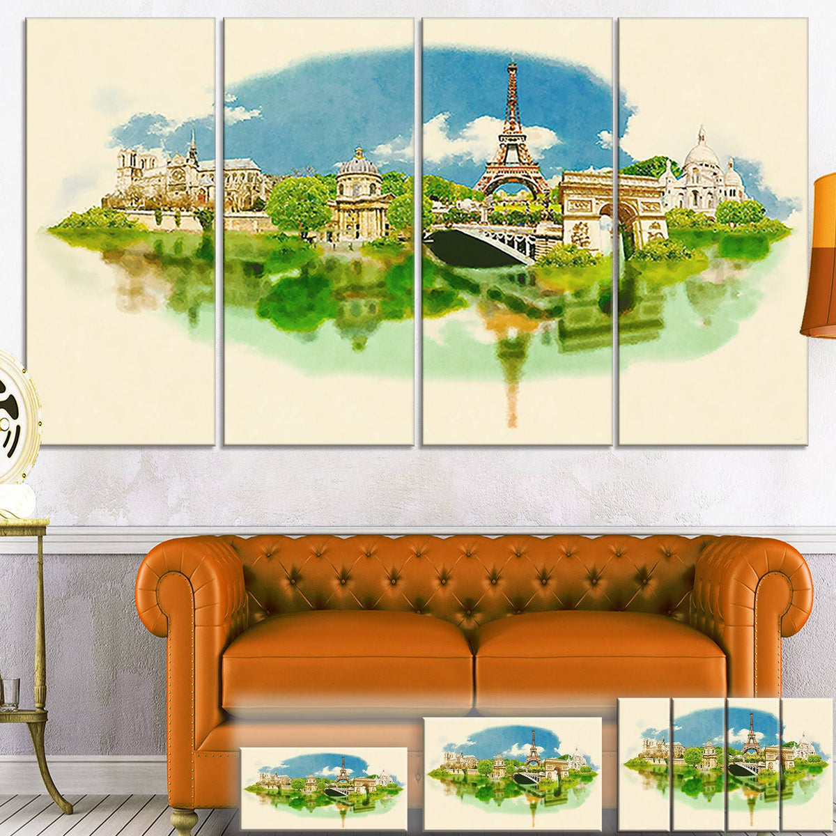 Beige Cityscape Watercolor Canvas Print G113