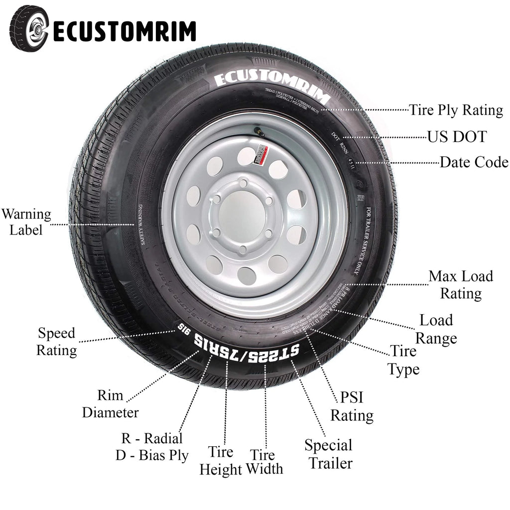 ST205/75D15 Trailer Tire On Rim with White Spoke Wheel G67023