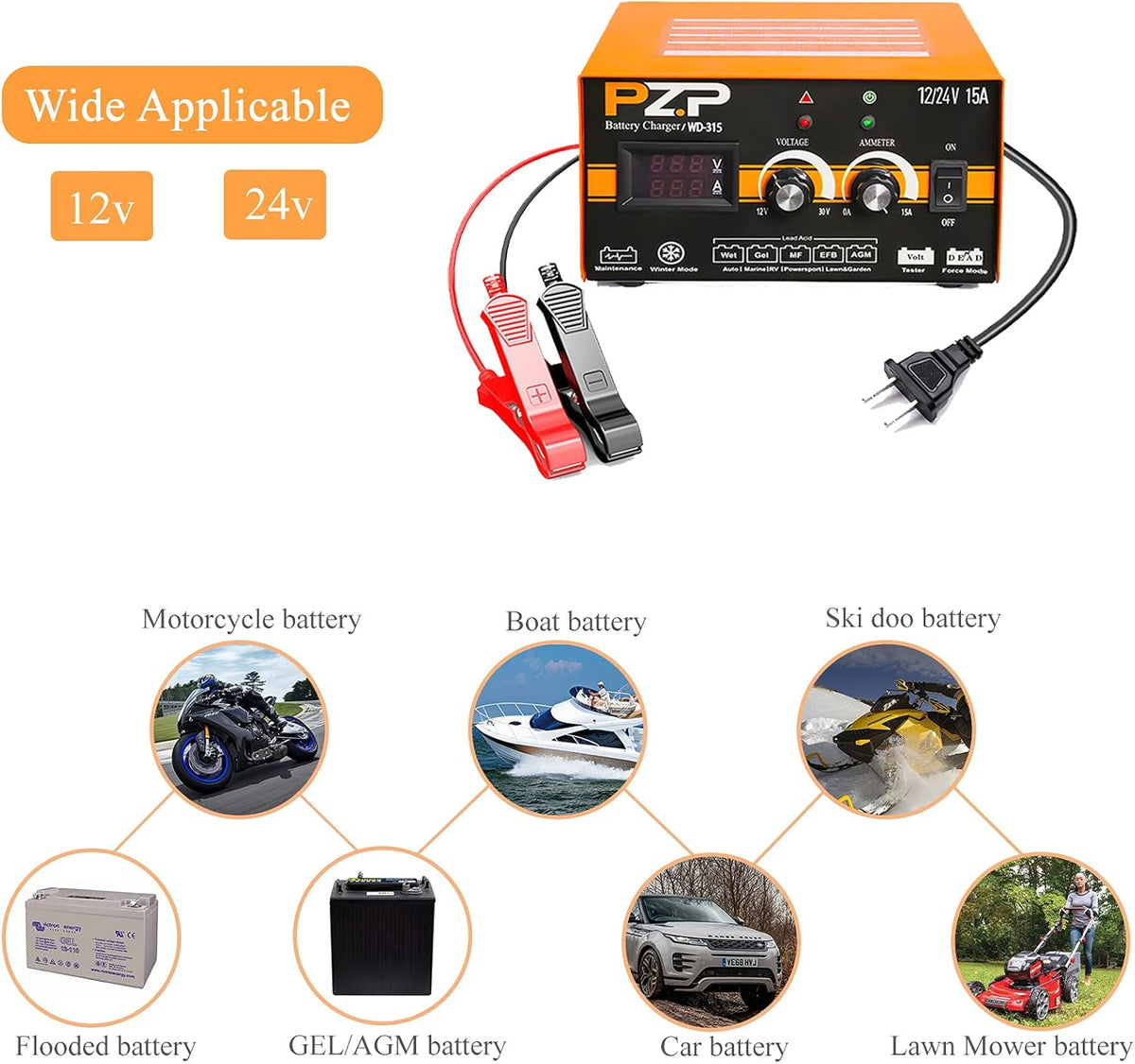 12 Volt 10A Automatic Battery Charger H779015