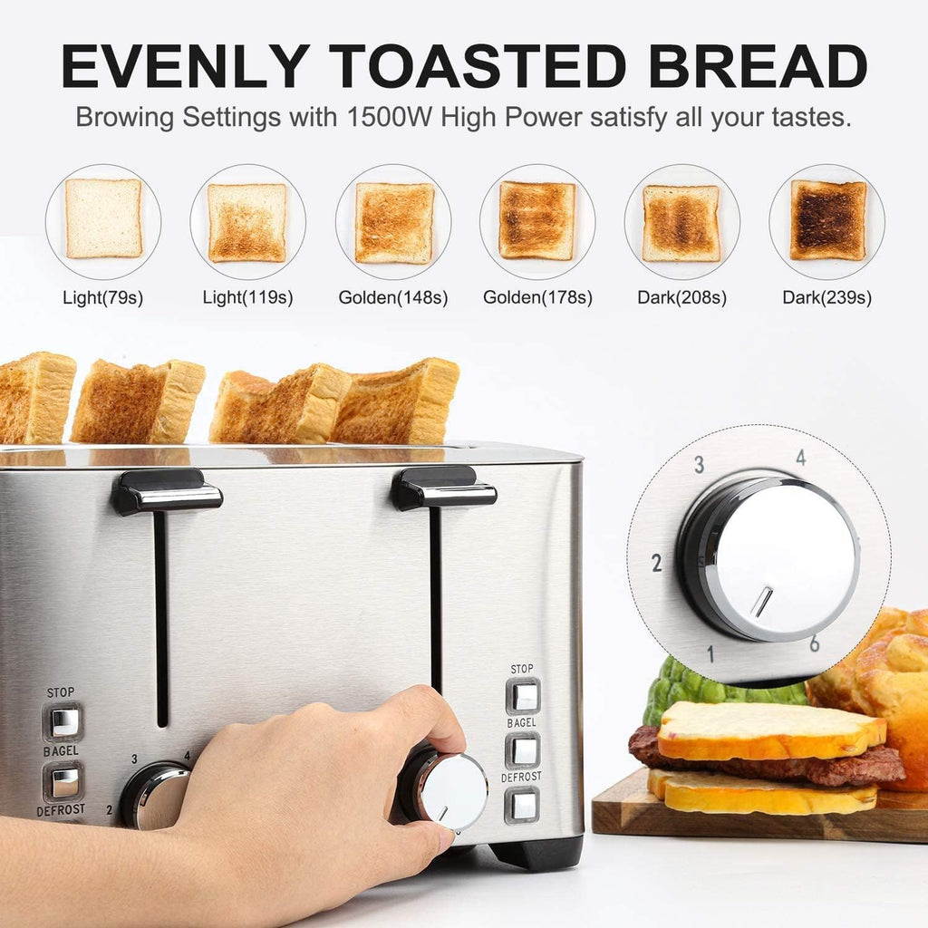 4 Slice Wide Slot Stainless Steel Toaster P353