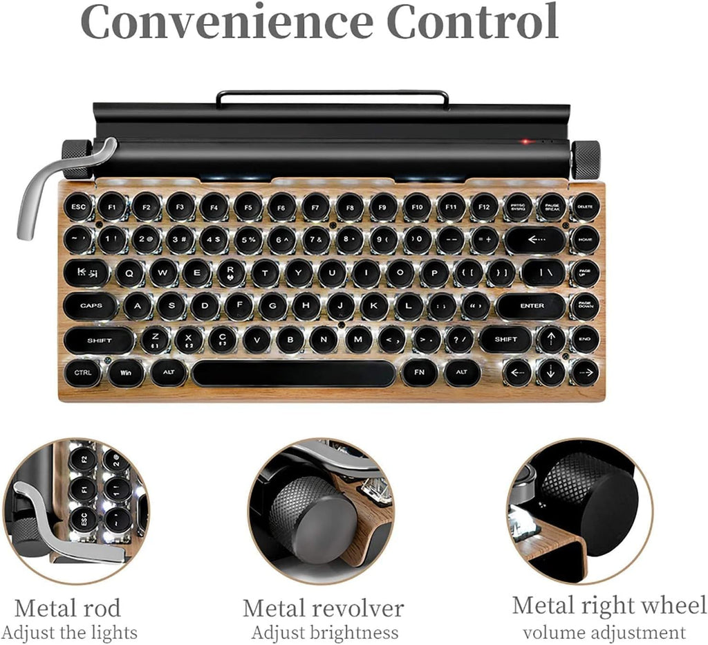 Retro Mechanical Keyboard LED Backlight 83 Keys Bluetooth 5.0 K34971