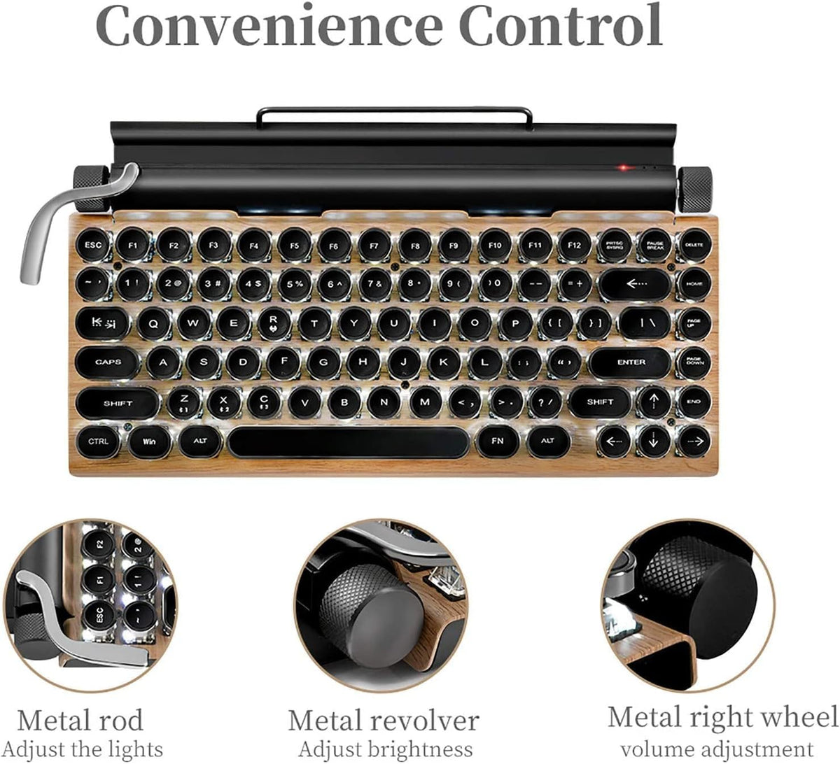 Retro Mechanical Keyboard LED Backlight 83 Keys Bluetooth 5.0 K34971