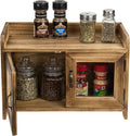 Dark Brown Wood Counter Top Storage Cabinet with Glass Windows A52683