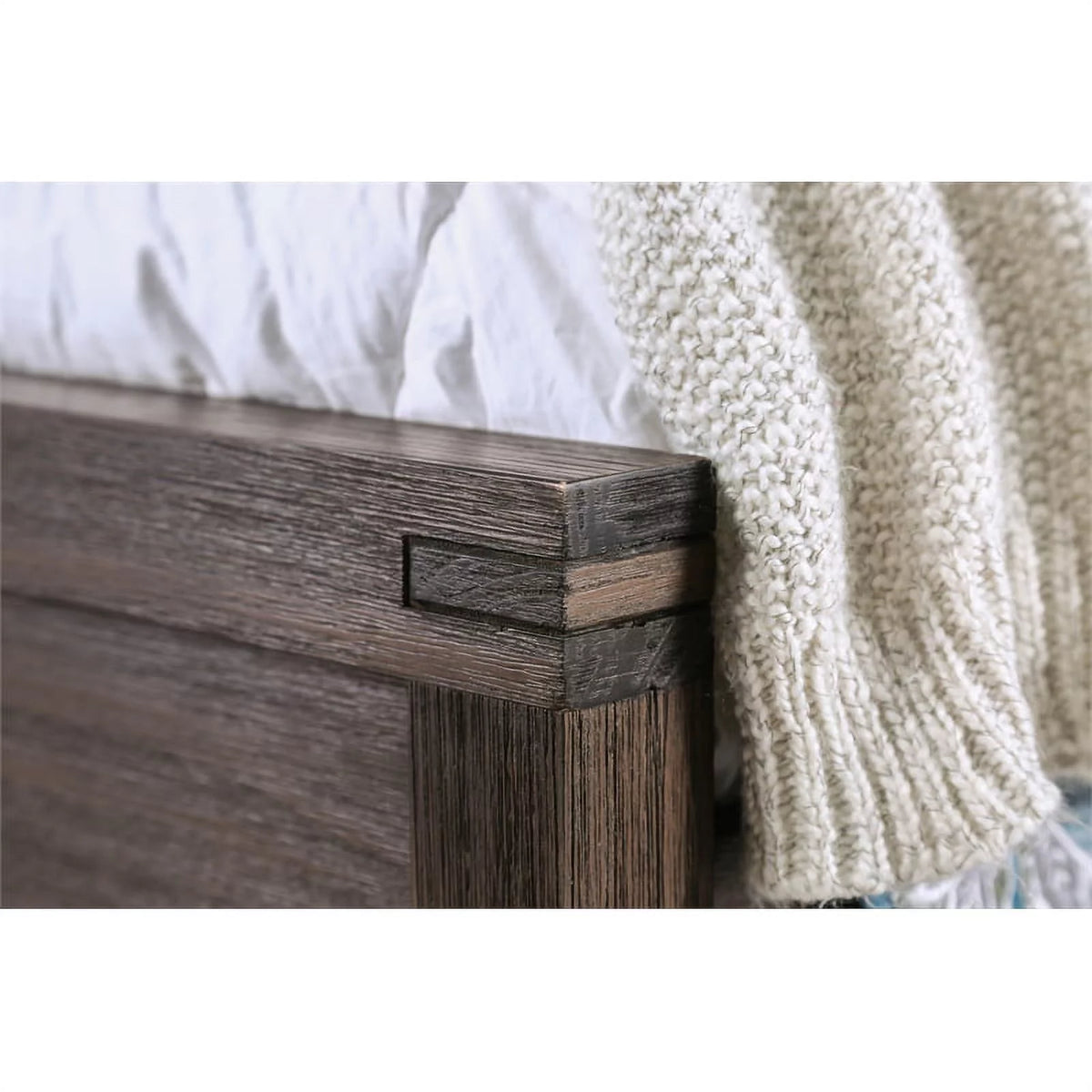 King Panel Bed Wire-Brushed Brown A9553