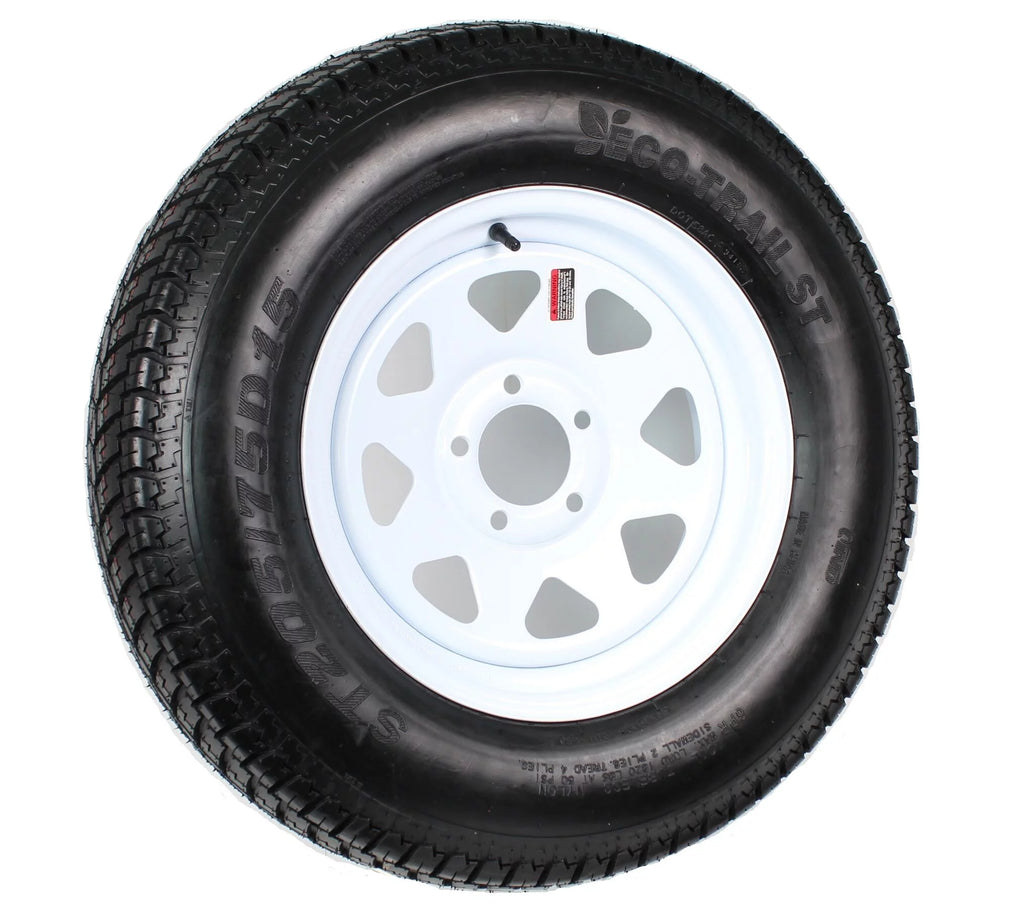 ST205/75D15 Trailer Tire On Rim with White Spoke Wheel G67023