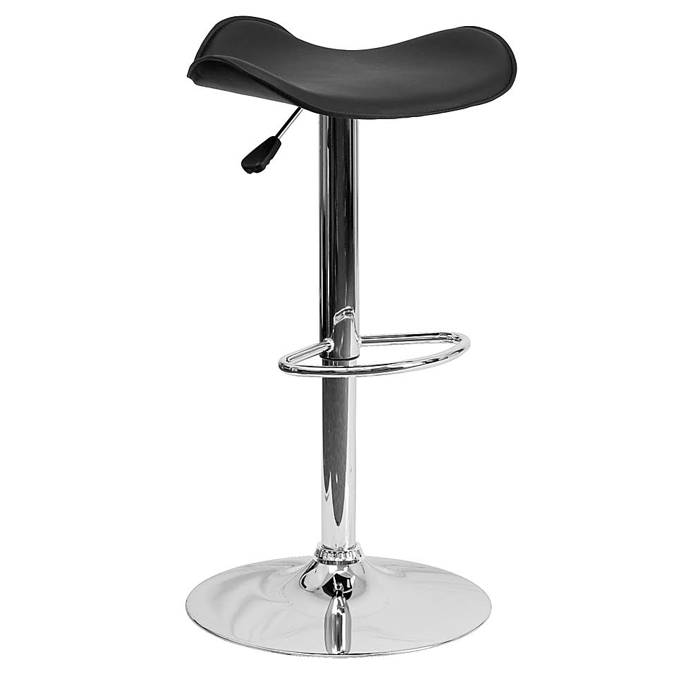 Black Vinyl Adjustable Bar Stool with Chrome Base E272478