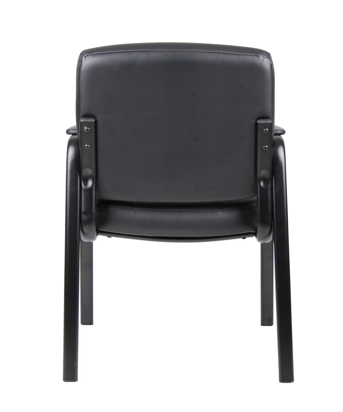 Black Leather Guest Chair with Steel Frame H615