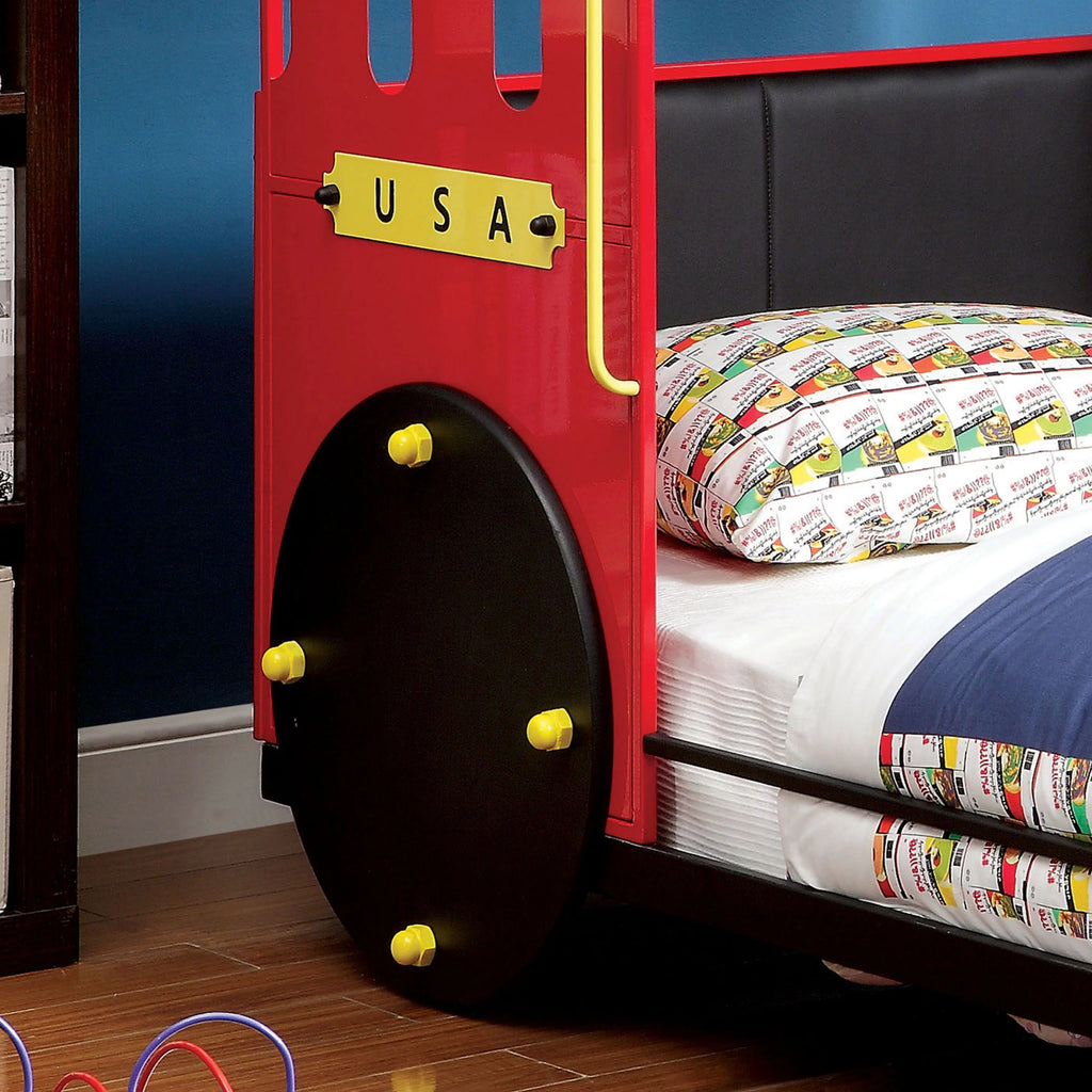 Twin Red and Black Panel Bed R8465