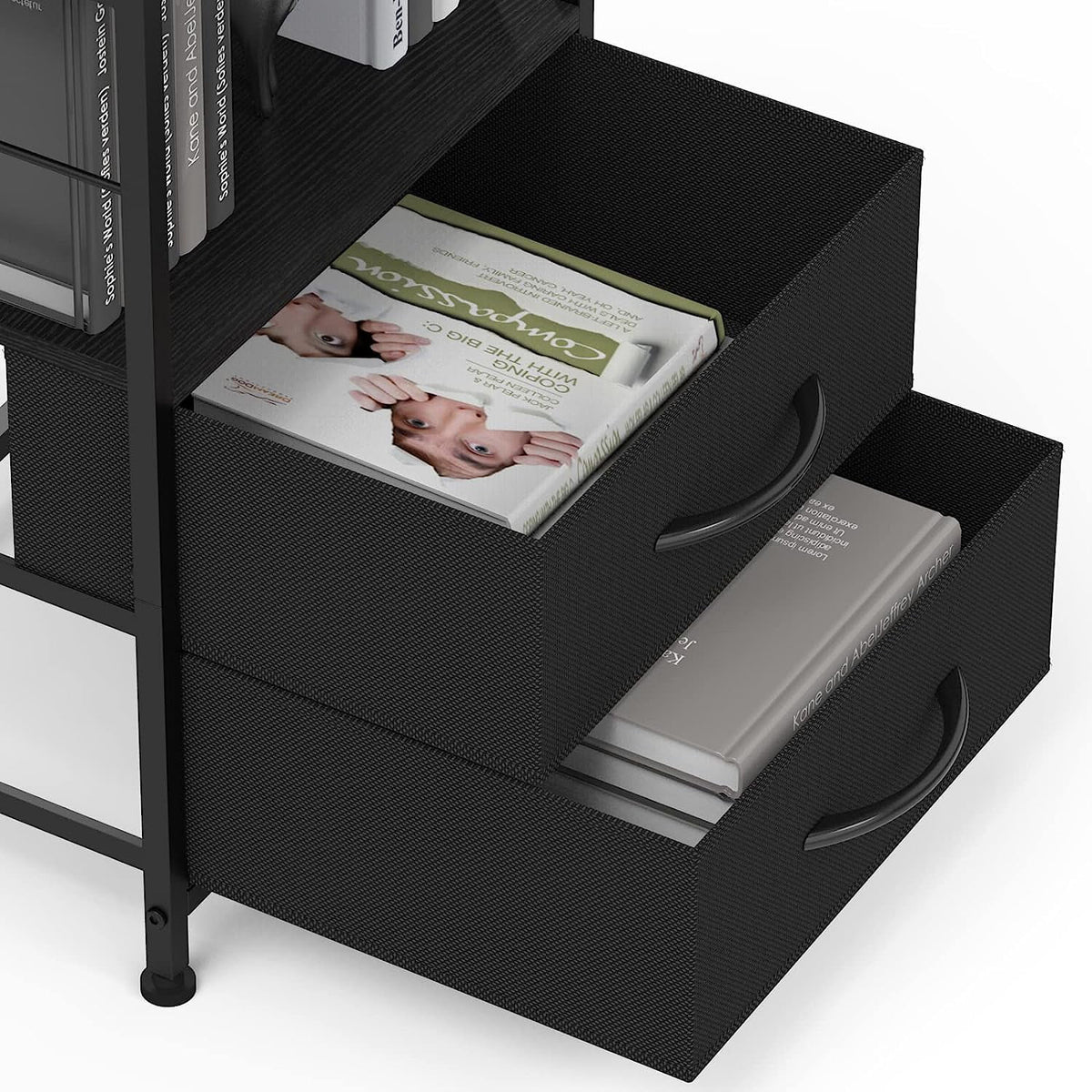 Brown Wood Nightstand with 2 Drawers and Open Shelf K802