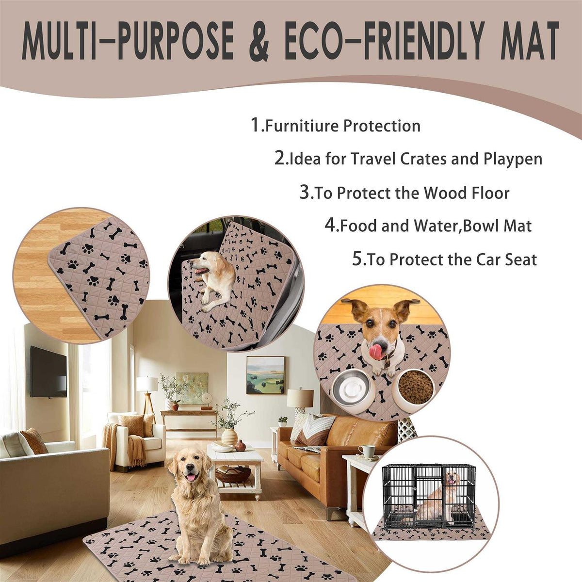 Dog Crate Pee Pads Non-Slip U668