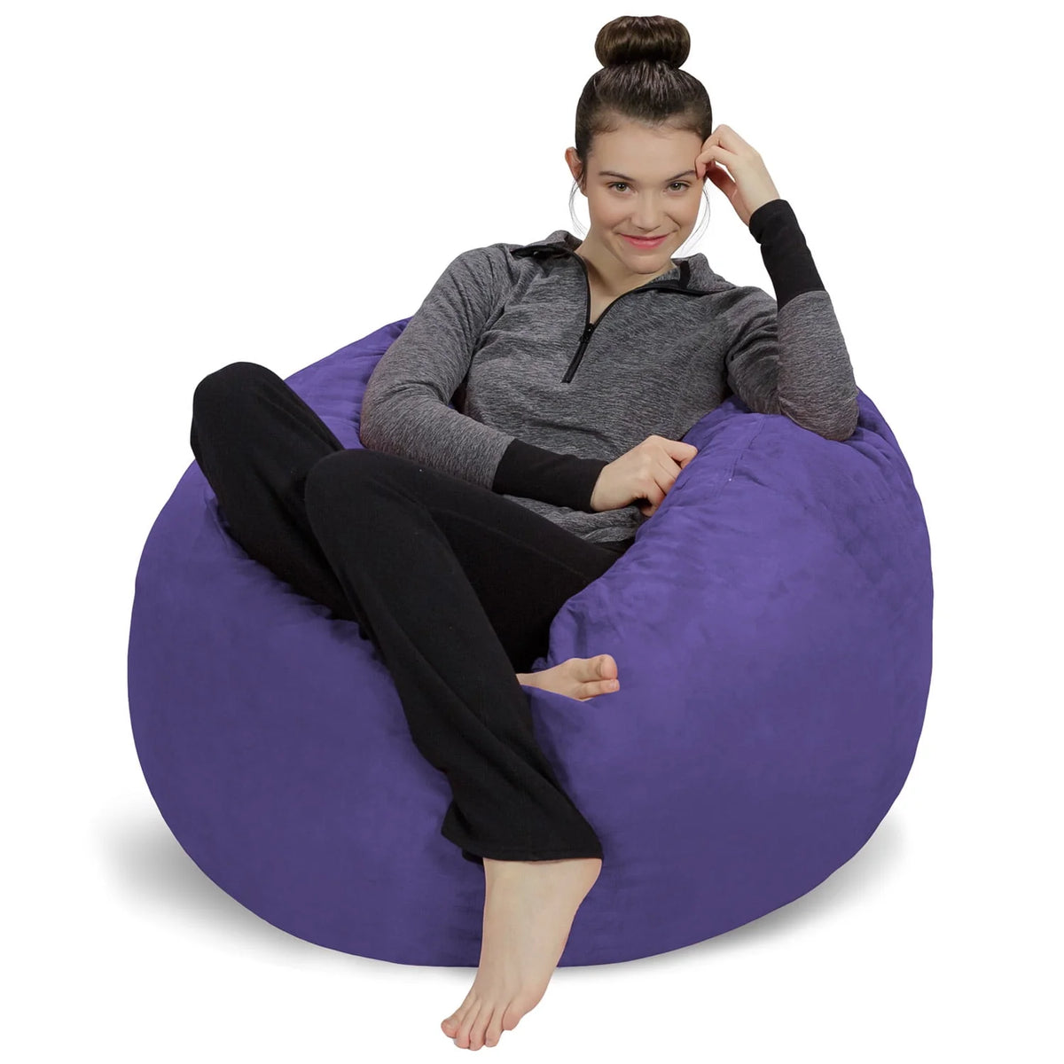 Charcoal 3 ft Memory Foam Microsuede Bean Bag Chair K391