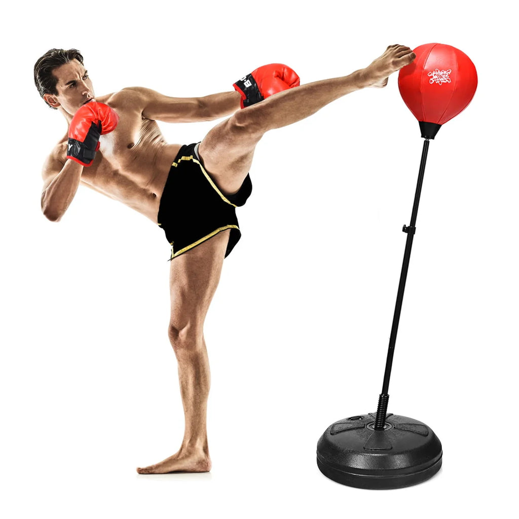 Boxing Punching Bag with Height Adjustable Stand and Boxing Gloves X152861