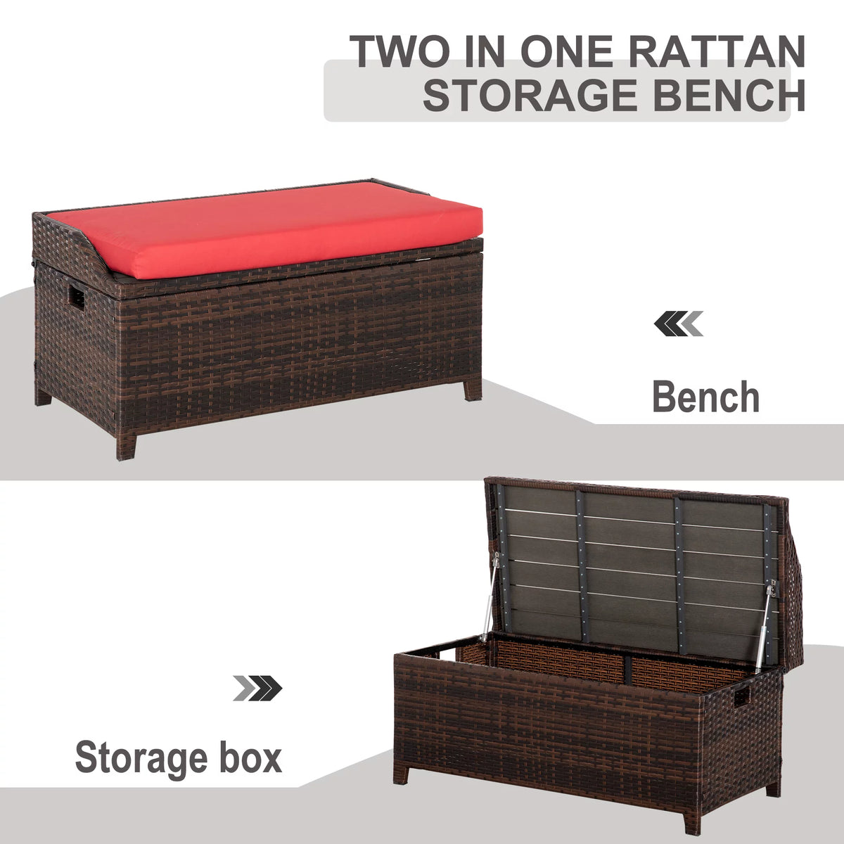 Red Wicker Storage Bench Q73886