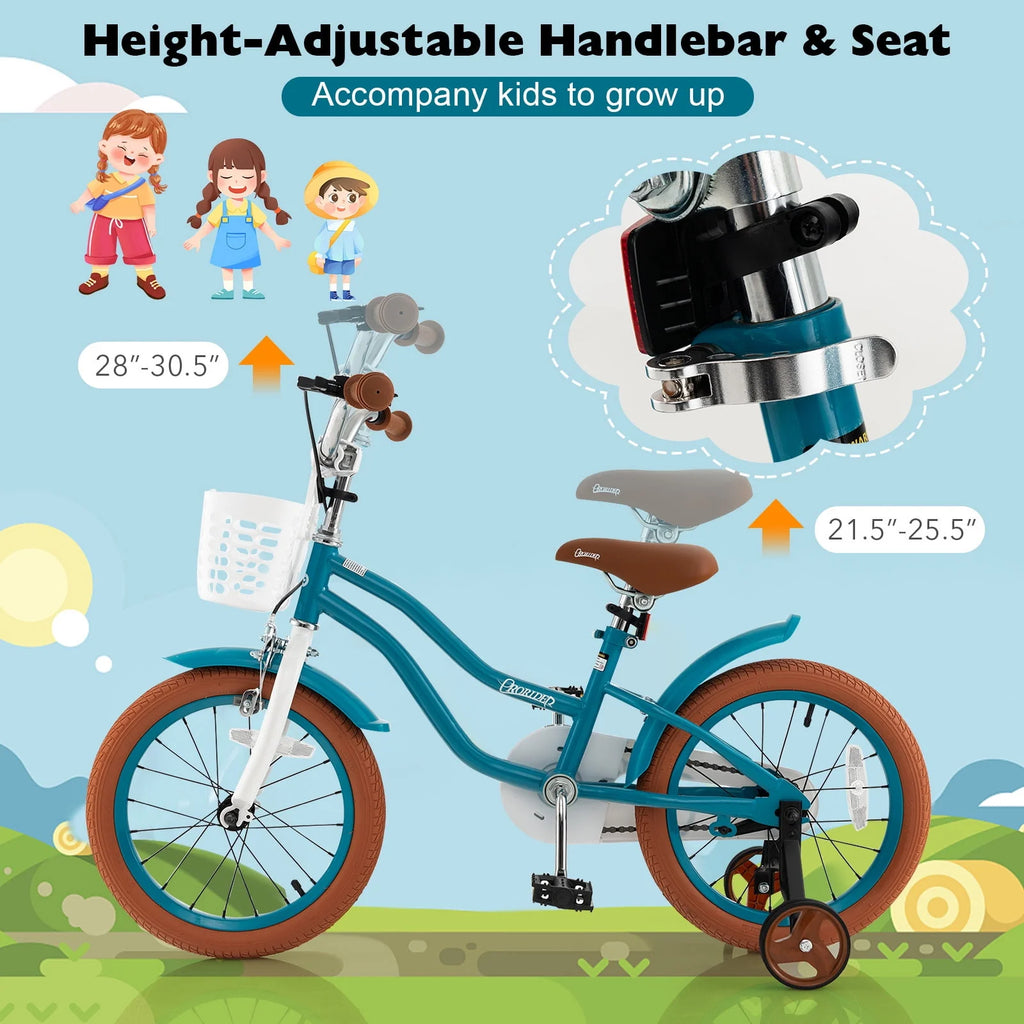 Green Adjustable Kids Bike with Training Wheel O947