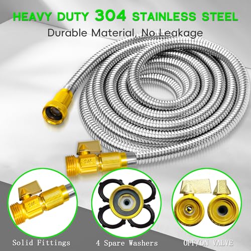 25 FT Non-Expandable Heavy-Duty Water Hose with 10-Function Nozzle G25070