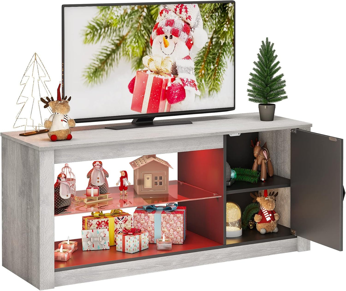 Rustic Brown 42 Inch TV Stand with Glass Shelf Z33194