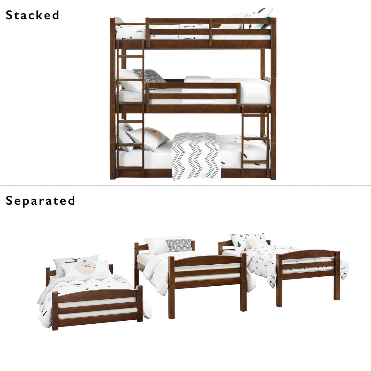Mocha Triple Bunk Bed L34148