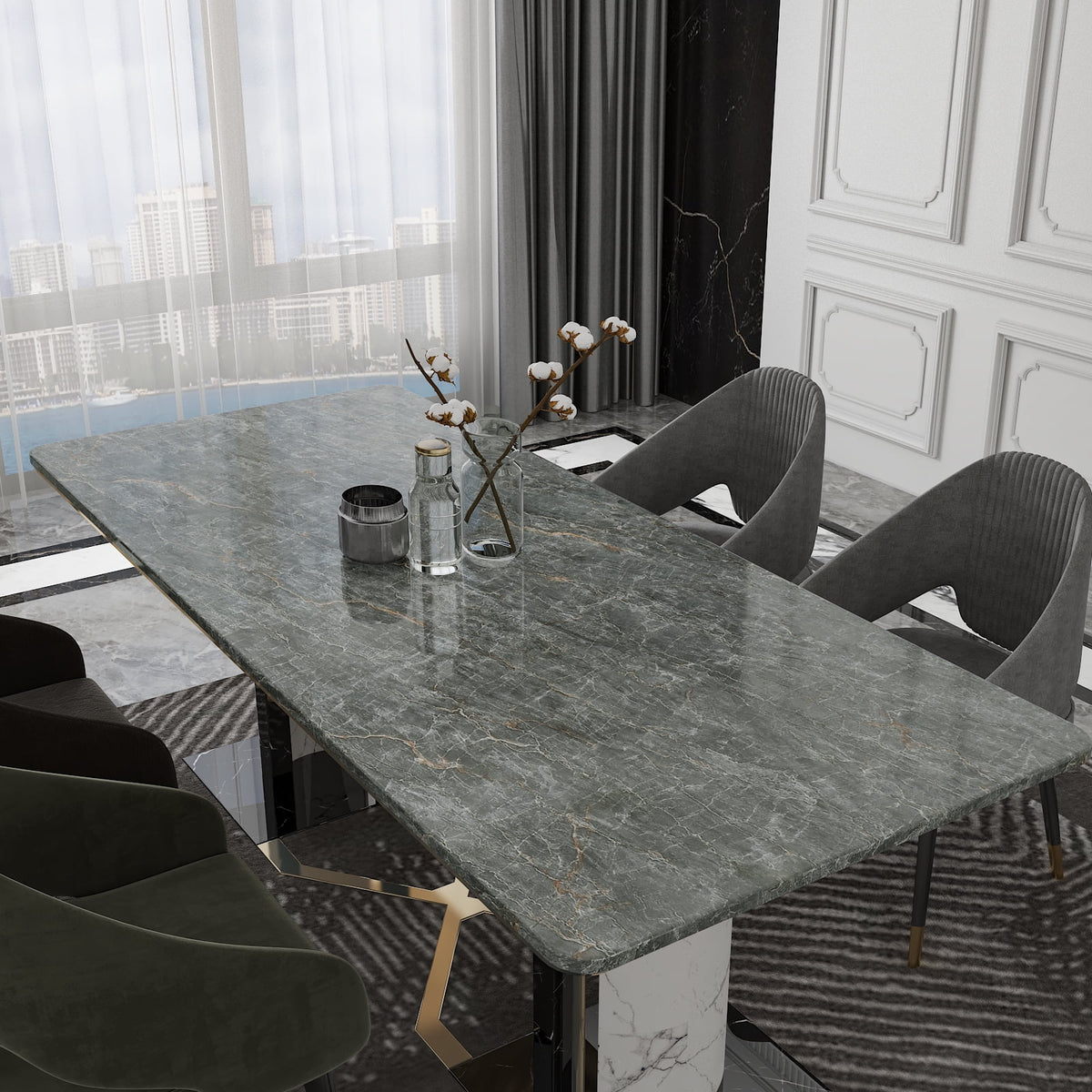 24"x354" Grey Marble Peel and Stick Wallpaper M397