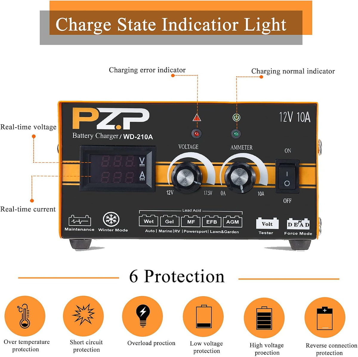 12 Volt 10A Automatic Battery Charger H779015