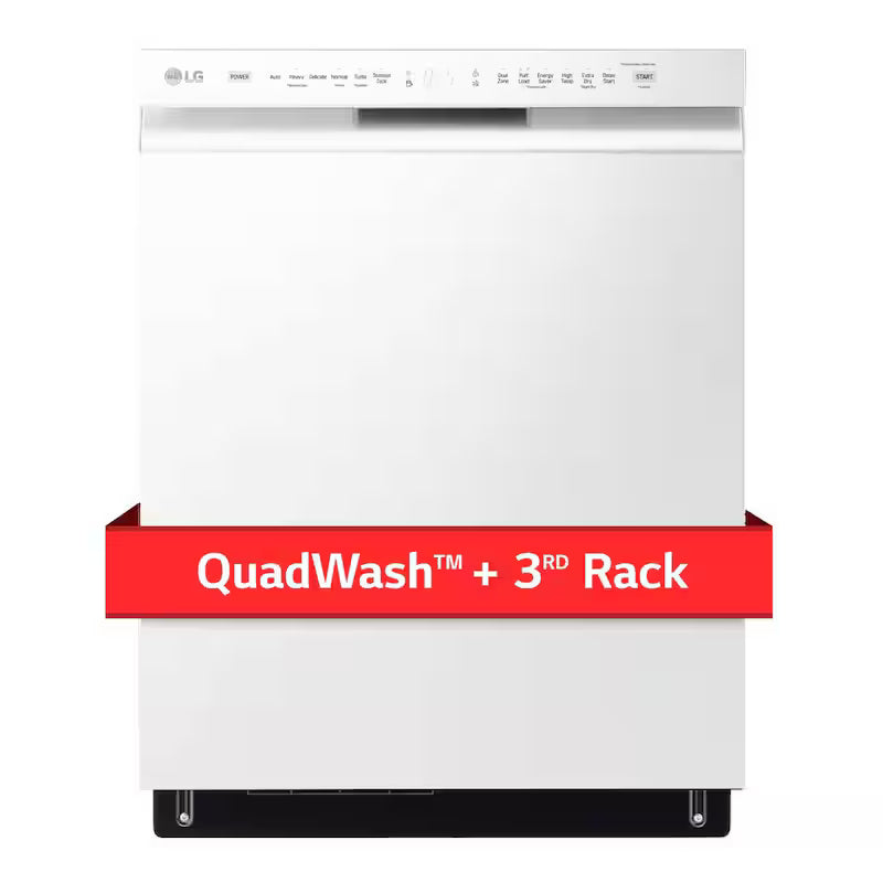 White Front Control Dishwasher with 3rd Rack P10873