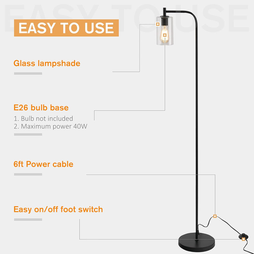 Black Floor Lamp with Glass Shade H869414